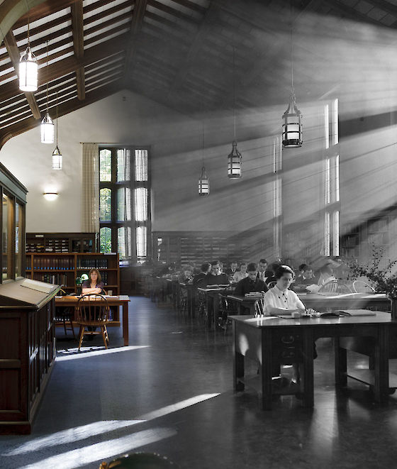 The Hauser Library, today and in a smoky 1930 | © Matt Giraud Photography