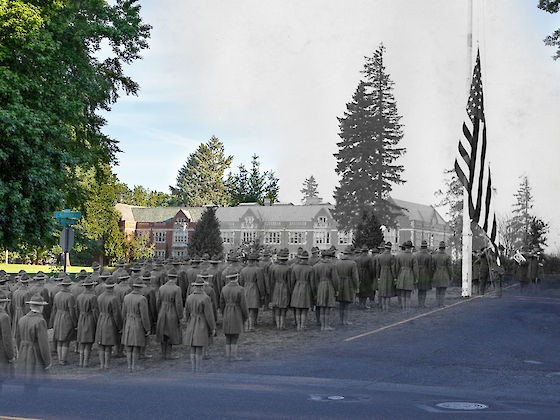 Reed College, at peace today, and marshaling for war in 1918. | © Matt Giraud Photography