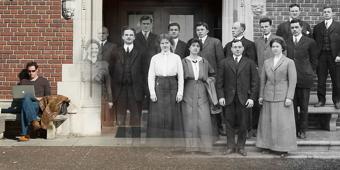 Ne’er-do-well students with the Doyle Owl, circa 1920. | © Matt Giraud Photography